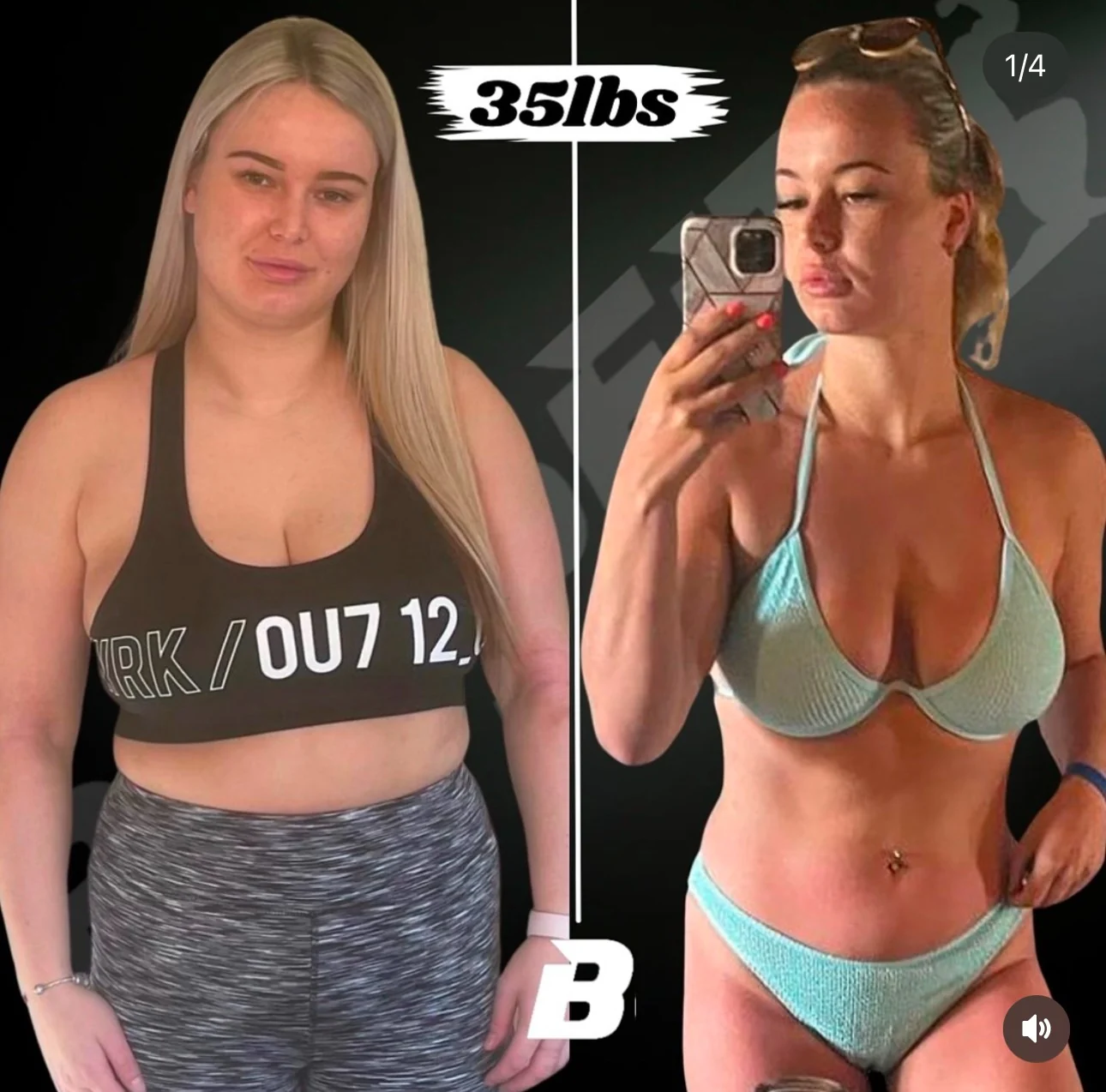 BOSSFIX member’s before-and-after photos, labelled 35 pounds