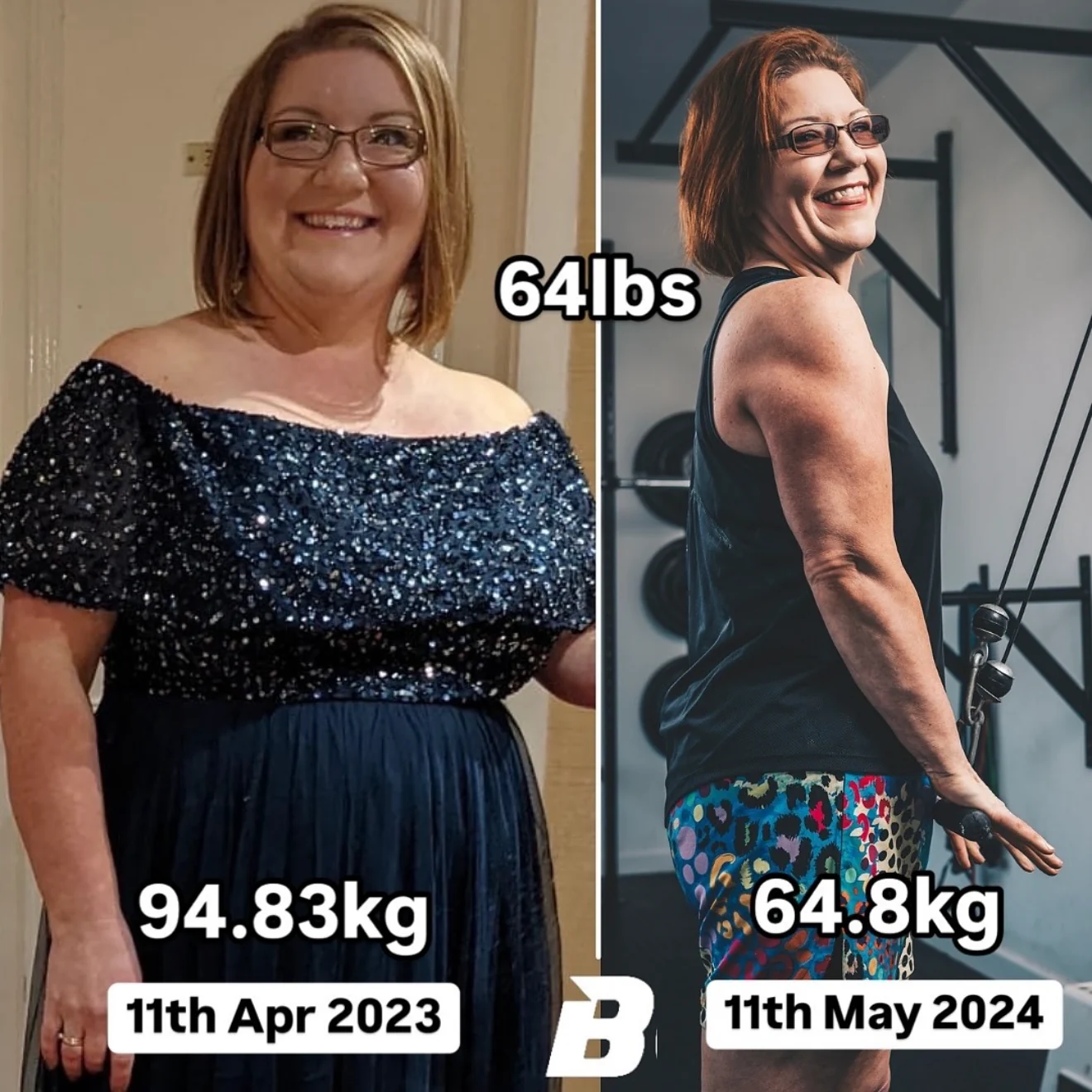 BOSSFIX member’s before-and-after transformation, shown side by side