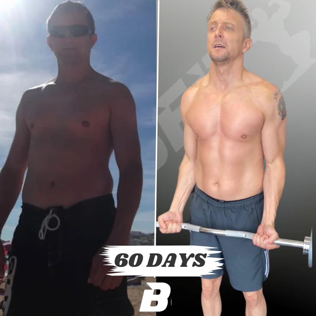 60 days. Before and after, shown side by side.